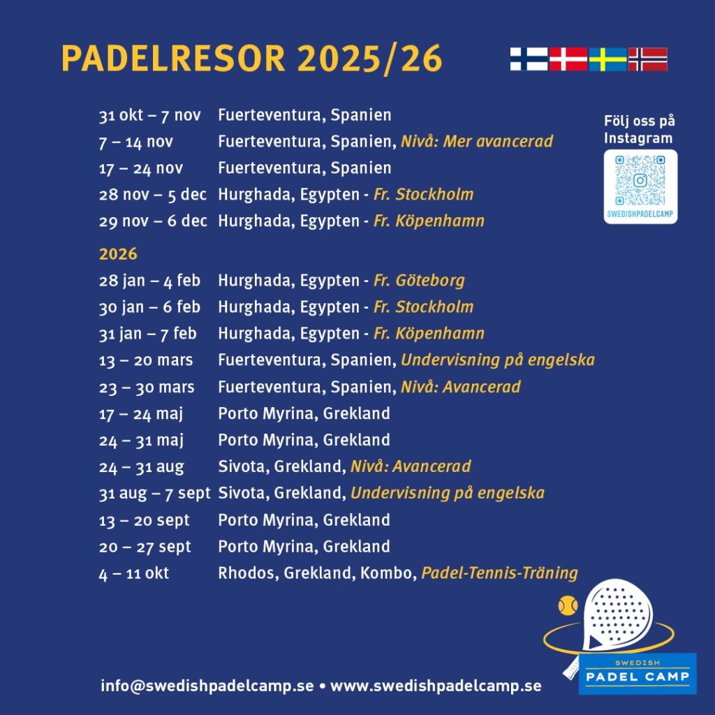 Flyer Swedish Padel Camp 2025:2026