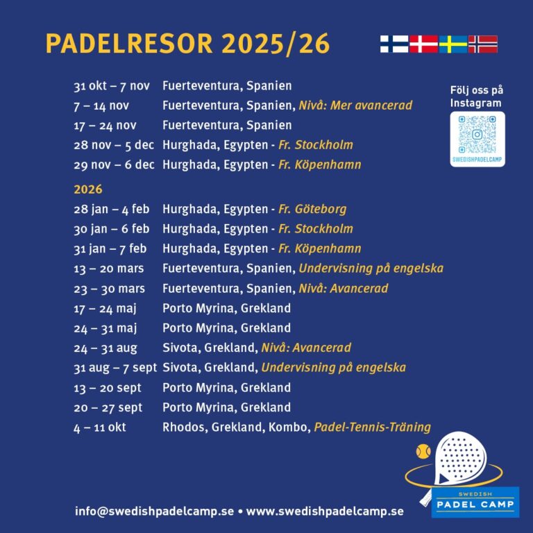 Flyer Swedish Padel Camp 2025:2026